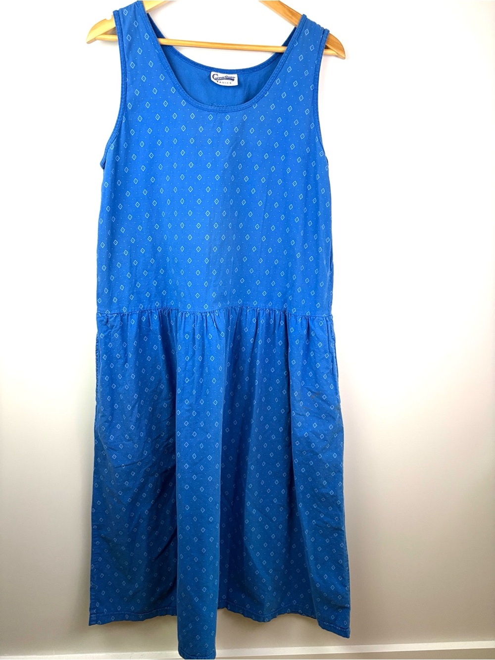 Vintage Cotton Ginny 100% cotton Blue Sleeveless Dress size L